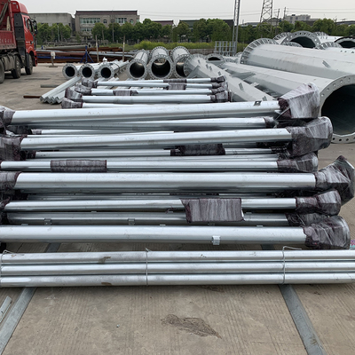 Q345b গ্যালভানাইজড ল্যাটিস ট্রান্সমিশন টাওয়ার 10 মি স্টিল টিউবুলার পোল