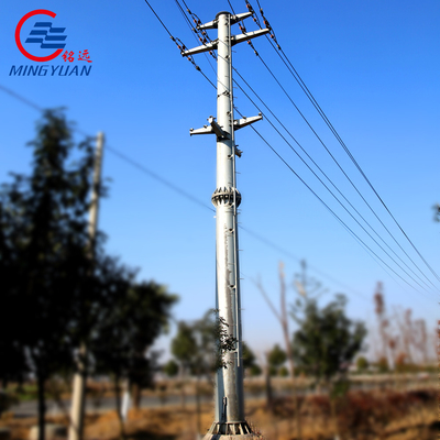 33kv শঙ্কুযুক্ত ইস্পাত বিতরণ খুঁটি গ্যালভানাইজড উচ্চ ভোল্টেজ পাওয়ার লাইন