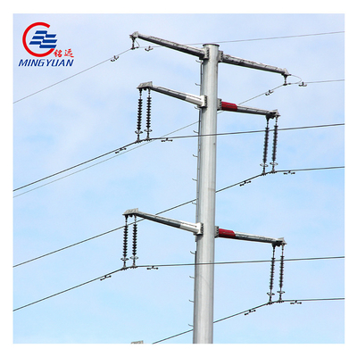 69kv ইস্পাত ইউটিলিটি পোল গ্যালভানাইজড Q355B স্টিল হট ডিপড মেটাল টেলিফোন