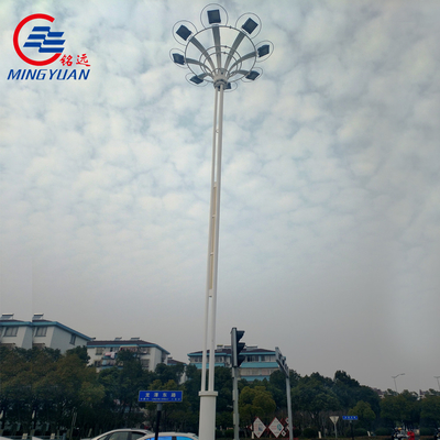 Q345 S355 স্কয়ার বিমানবন্দরের জন্য মই HDG স্টিল টিউবুলার ল্যাম্প সহ হাই মাস্ট লাইট পোল