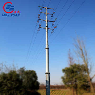 132kV স্টিল ইউটিলিটি ইলেকট্রিক ট্রান্সমিশন ল্যাটিস টাওয়ার গ্যালভানাইজড টিউবুলার মনোপোলস